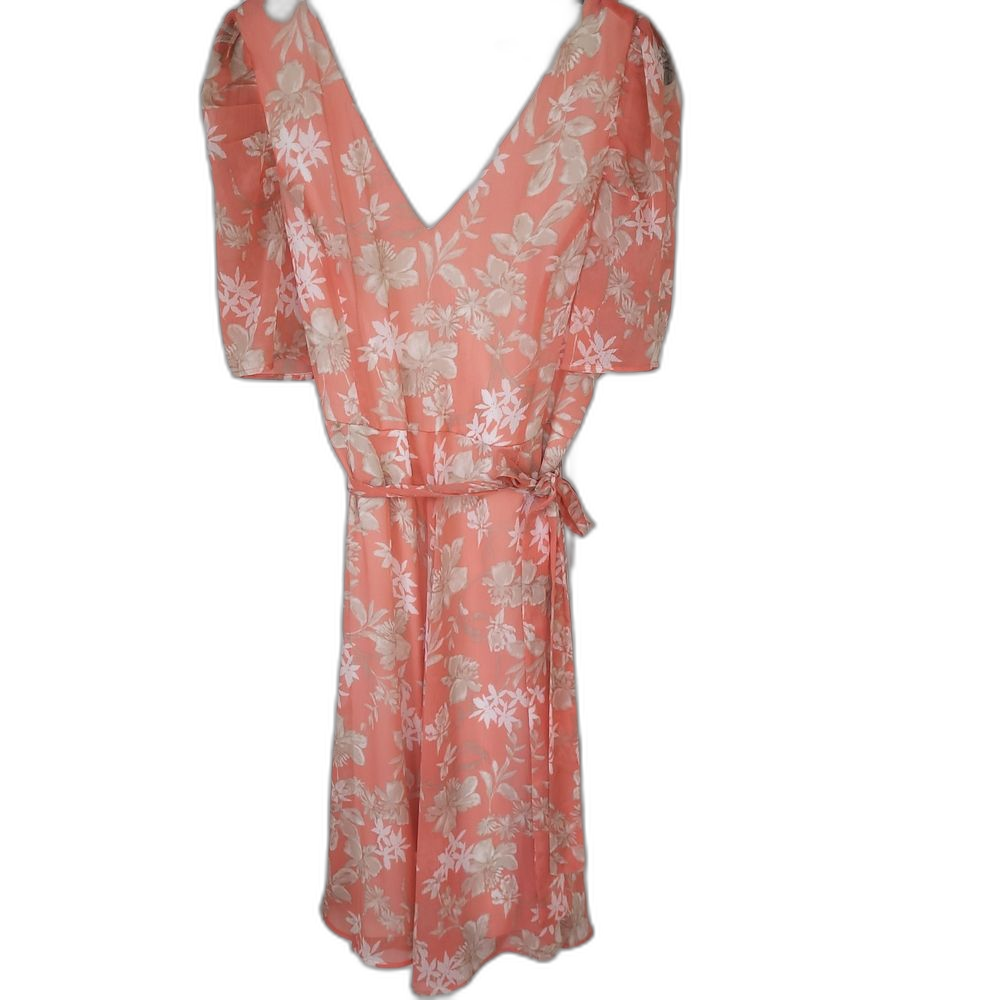 Tommy Hilfiger Coral Floral Midi Dress - Size 12